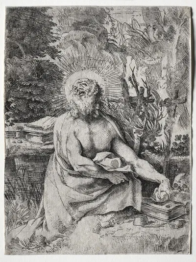St. Jerome by Annibale Carracci, c. 1591 — digital art print download