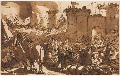 Battle Scene with a Fort by Antonio Tempesta — digital art print download