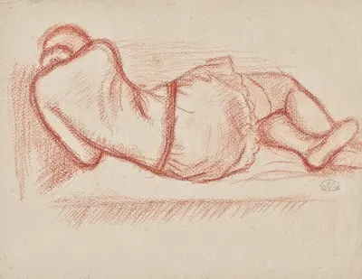 Thérèse au repos couchée dans l'atelier, vêtue by Аристида Маййоль, 1922 — digital art print download