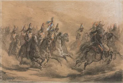 Cavalry Charge by Денис Огюст Мари Раффе, c. 1840 — digital art print download