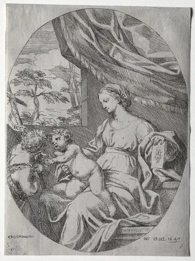 Virgin and Child with the Infant St. John by Карло Маратти, 1647 — digital art print download