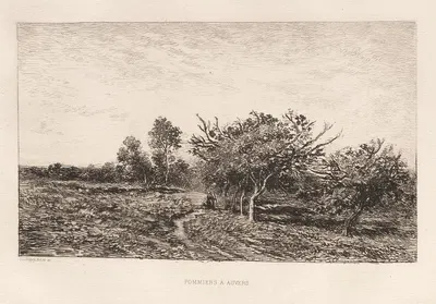 Apple Trees at Auvers (Pommiers à Auvers) by Шарль Франсуа Дюбини, 1877 — digital art print download