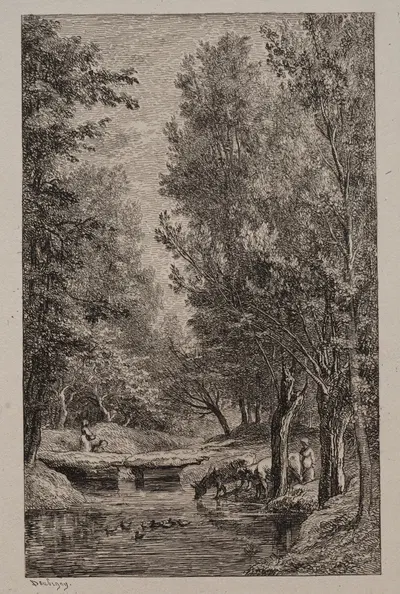 Brook in the Val Mondois by Шарль Франсуа Дюбини, c. 1862 — digital art print download