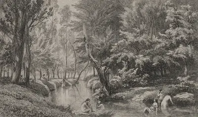 The Bathers by Шарль Франсуа Дюбини, c. 1847 — digital art print download