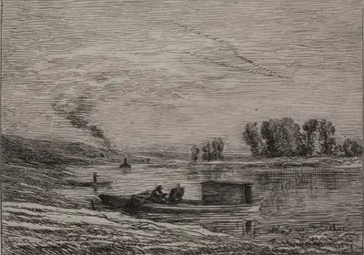 The Boat in Conflans by Шарль Франсуа Дюбини, 1866 — digital art print download
