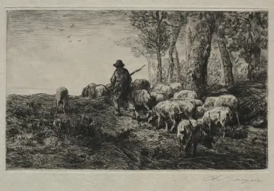 A herd of swine by Шарль Эмиль Жак, 1880 — digital art print download