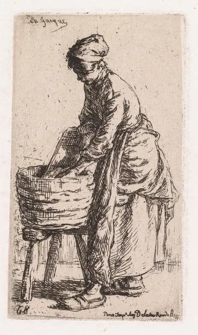 Washerwoman by Шарль Эмиль Жак, 1850 — digital art print download