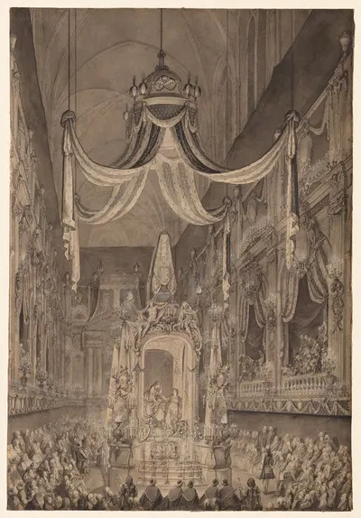 Funeral for Marie-Thérèse of Spain, Dauphine of France, in the Church of Nôtre Dame, Paris, on November 24, 1746 by…