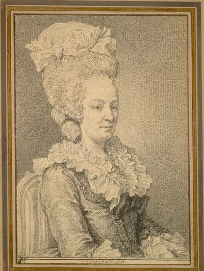Half-length Portrait of a Seated Woman by Шарль-Николя Кошен, 1781 — digital art print download