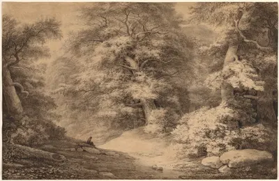 A Beech Wood with a Resting Traveler by Кристоф Нате, 1803 — digital art print download