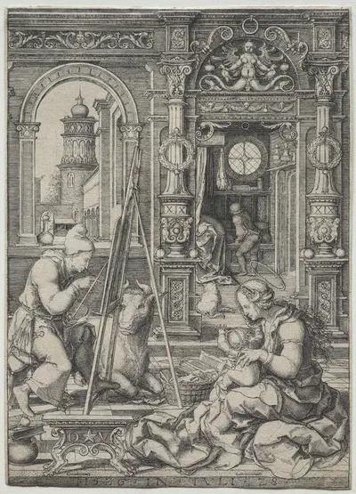 St. Luke Painting the Virgin by Dirk Vellert, 1526 — digital art print download