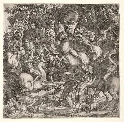 Battle of Naked Men by Domenico Campagnola, 1517 — digital art print download