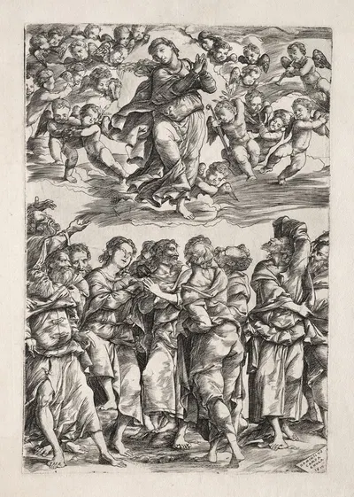The Assumption of the Virgin by Domenico Campagnola, 1517 — digital art print download