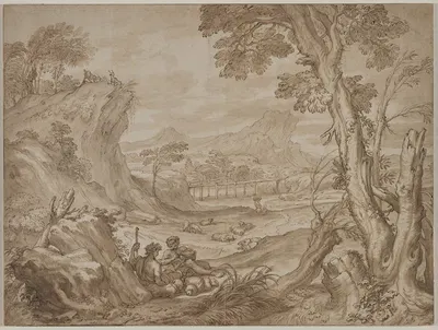 Landscape with Shepherds by Доменико Пиола, c. 1700 — digital art print download