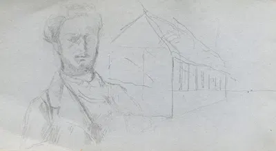 Study of Figure, Building by Ernest Meissonier — digital art print download