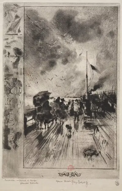 Причал в Англии by Феликс Илер Бюо, 1879 — digital art print download