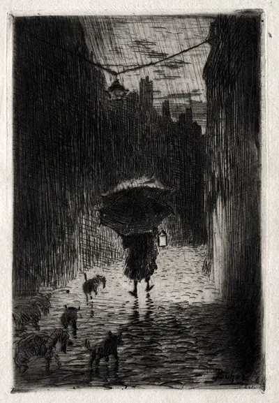 Rain and Umbrella by Феликс Илер Бюо, c. 1875 — digital art print download