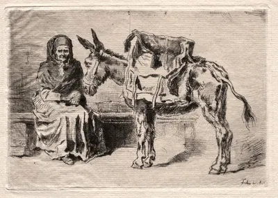Seated woman with Mule by Феликс Илер Бюо, 1875 — digital art print download