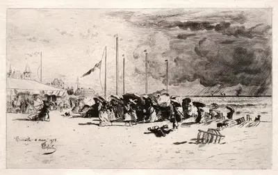 Шторм в Трувиле by Феликс Илер Бюо, 1874 — digital art print download