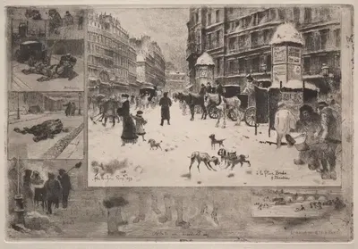 Зима в Париже by Феликс Илер Бюо, 1879 — digital art print download