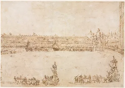 A Procession of Triumphal Cars in the Piazza San Marco, Venice, Celebrating the Visit of the Conti del Nord by Франческо…