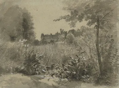 View of the Château of Pierrefonds by Франсуа-Луи Франсэ, c. 1870 — digital art print download