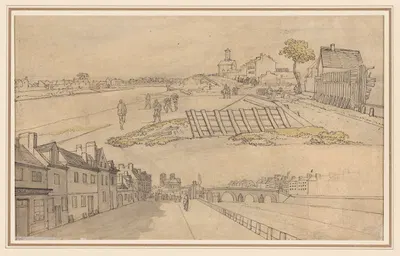 Two Views of Paris by Жорж Мишель, 1800–1843 — digital art print download