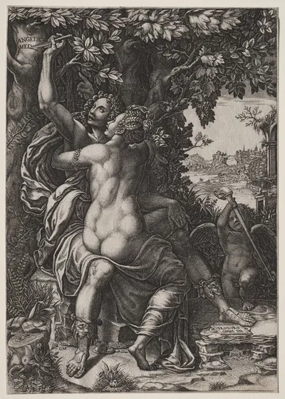 Angelica and Medoro by Giorgio Ghisi, c. 1570 — digital art print download