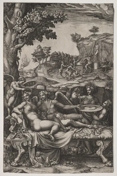 Cupid and Psyche by Giorgio Ghisi, 1574 — digital art print download