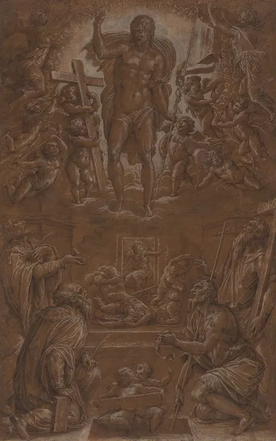 The Risen Christ Adored by Saints and Angels by Giorgio Vasari — digital art print download