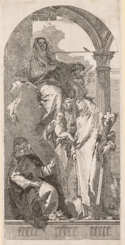Madonna with Saints Agnes, Catherine and Rosa by Джованни Доменико Тьеполо — digital art print download