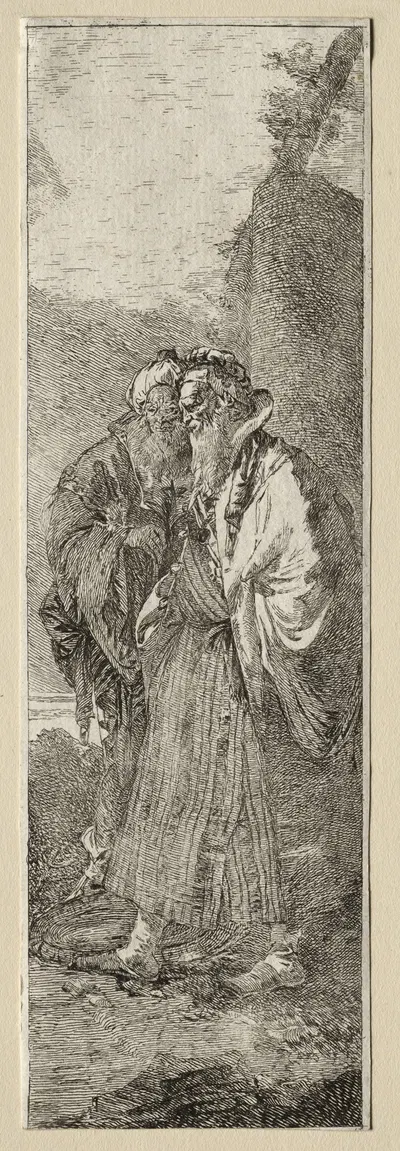 Two Old Men in a Landscape by Джованни Доменико Тьеполо — digital art print download