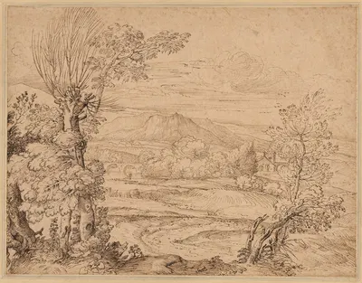 Landscape with a River and Aqueduct by Giovanni Francesco Grimaldi — digital art print download