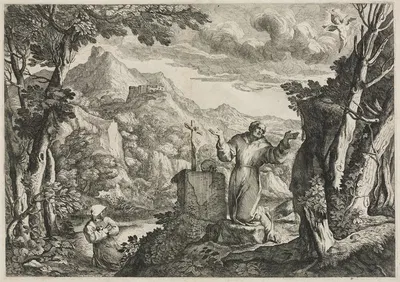 St. Francis of Assisi Receiving the Stigmata by Giovanni Francesco Grimaldi — digital art print download
