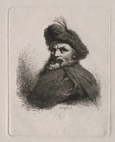 Bust of a Man with a Fur Cap by Джузеппе Лонги — digital art print download