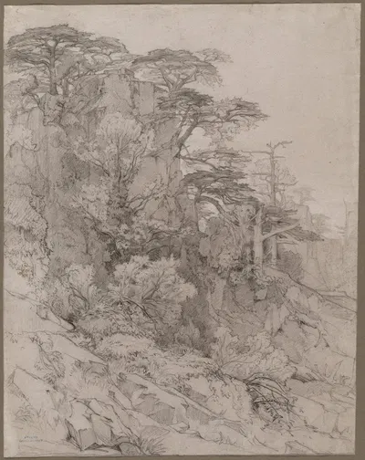 Trees of a Rocky Hillside by Gustave-Achille Guillaumet — digital art print download