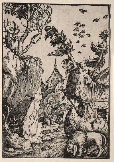 St. Jerome in the Wilderness by Hans Baldung, c. 1511 — digital art print download