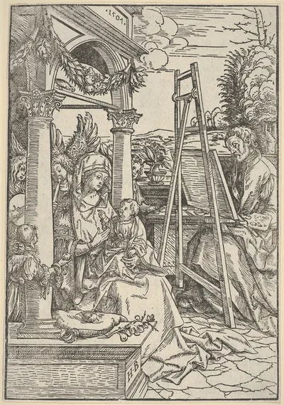 Saint Luke Painting the Virgin by Ганс Бургкмайр Старший, 1507 — digital art print download