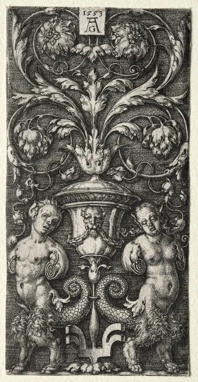 A Vase between Two Chimeric Figures by Генрих Альдегревер, 1553 — digital art print download