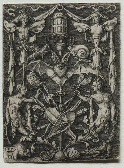 Ornament Design with a Bat in the Center by Генрих Альдегревер, 1550 — digital art print download