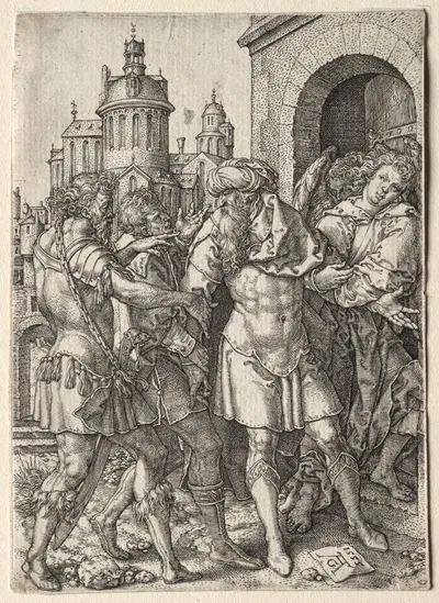 The Story of Lot; Lot Prevents the Sodomites from Violence by Генрих Альдегревер, 1555 — digital art print download