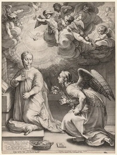 The Annunciation by Hendrick Goltzius, 1594 — digital art print download