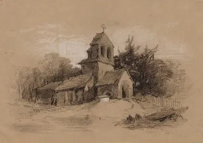 Church in a Landscape by Генри Брайт — digital art print download