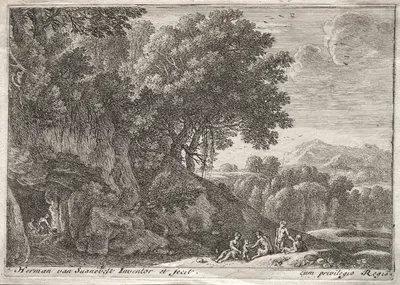 Landscape with Satyrs by Герман ван Свейнвелт — digital art print download