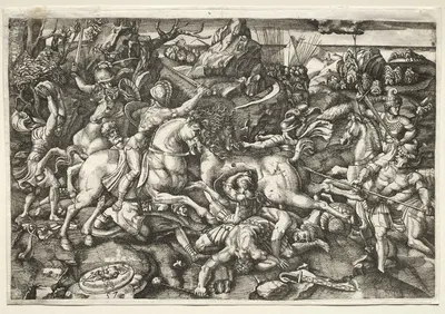Combat between horsemen by Иероним Хопфер, 1523 — digital art print download