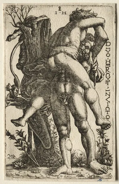 Hercules and Antaeus by Иероним Хопфер — digital art print download
