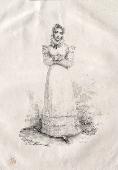 Young Woman Standing by Гораций Верне — digital art print download