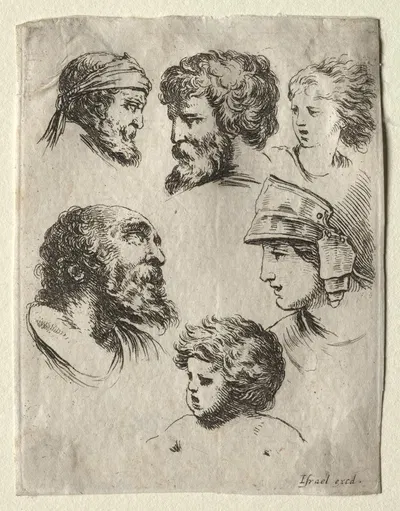 Six Portrait Heads by Исраэль Эньриет, 1649 — digital art print download