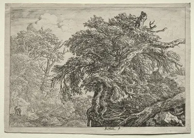 Two Peasants and their Dog by Якоб ван Руйсдал, c. 1650 — digital art print download