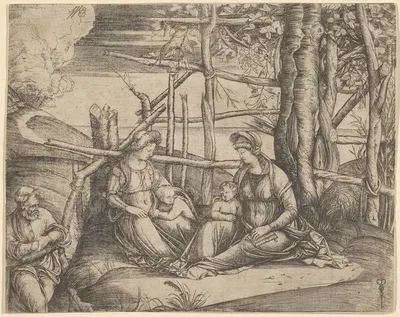 The Virgin and Child with Saint Elizabeth and John the Baptist in a landscape, St Joseph at the left by Jacopo de' Barbari…